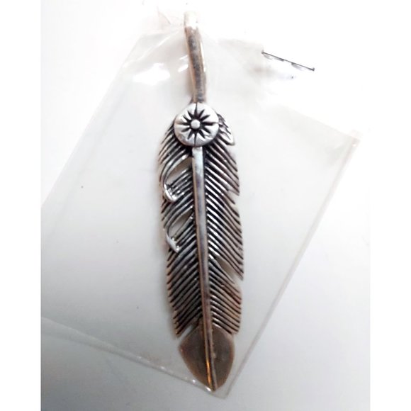 Jewelry - NEW Solid Sterling Silver Pendant - Native Indigenous Feather Sun